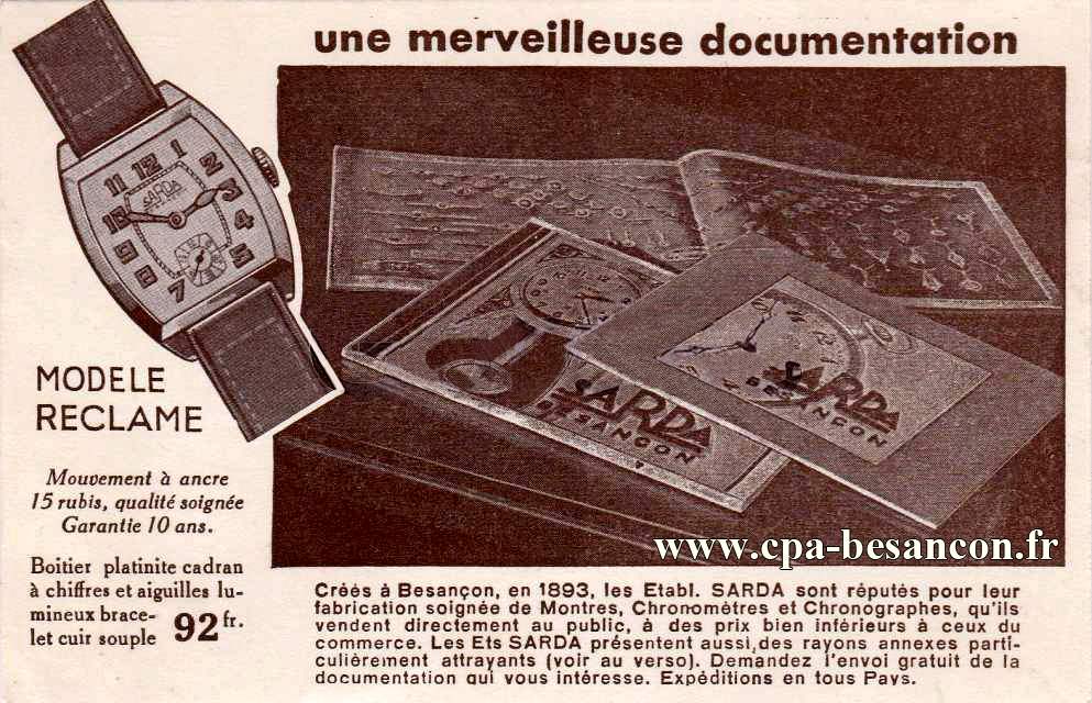MODELE RECLAME - une merveilleuse documentation - SARDA